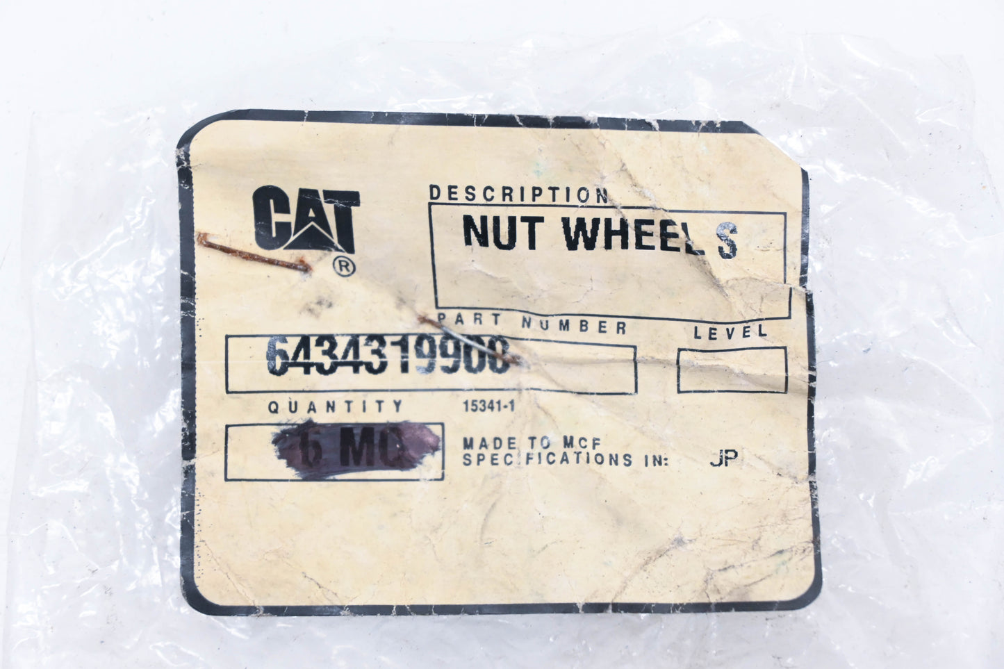 Caterpillar 6434319900, 64343-19900 Wheel Stud Nut NOS