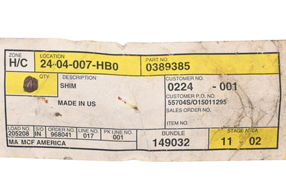 Caterpillar 0389385, 038-9385 Shim NOS