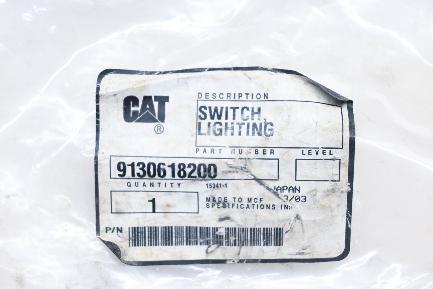 Caterpillar 9130618200, 91306-18200 Light Switch Assembly NOS