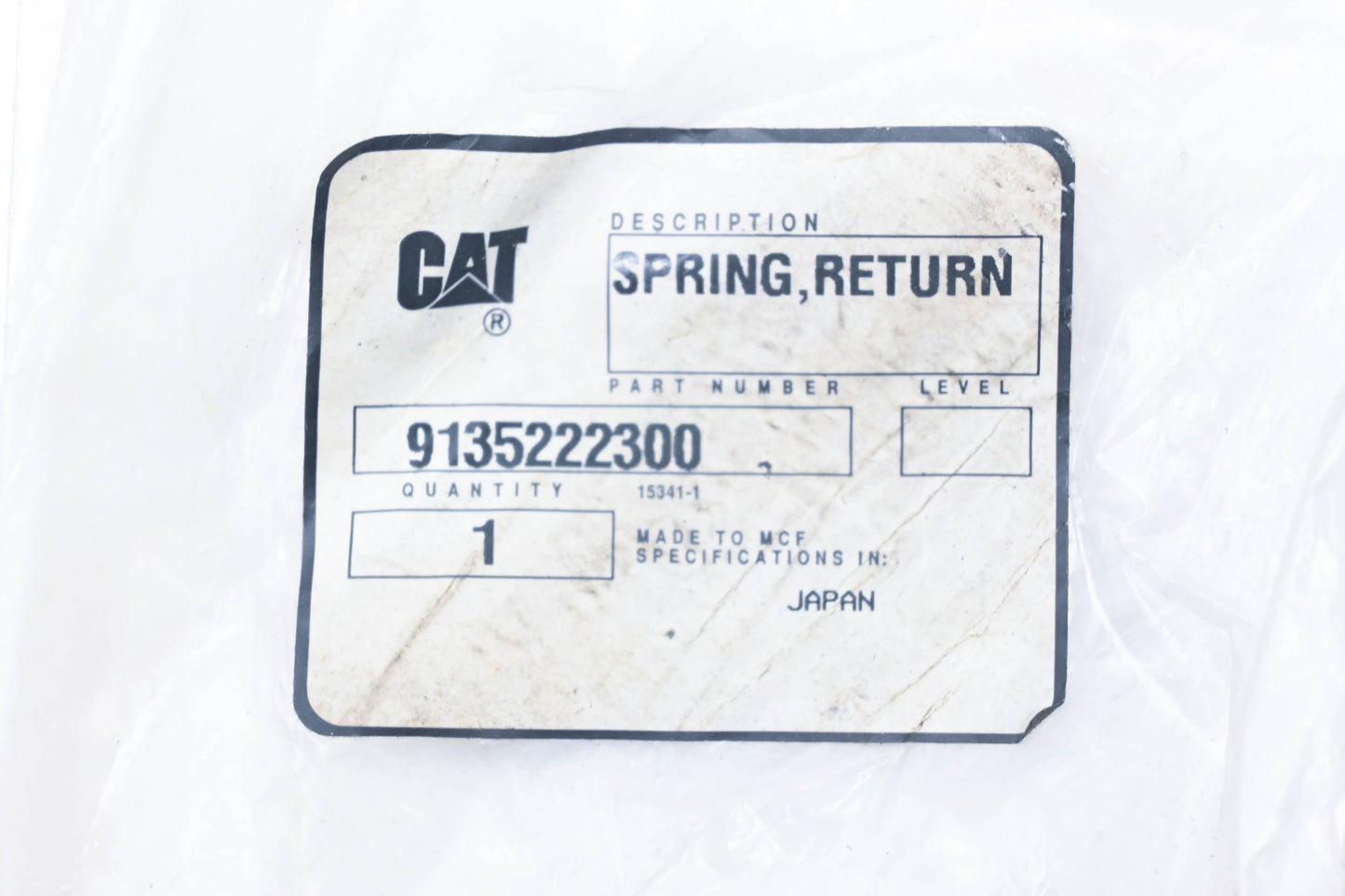 Caterpillar 9135222300, 91352-22300 Return Spring NOS