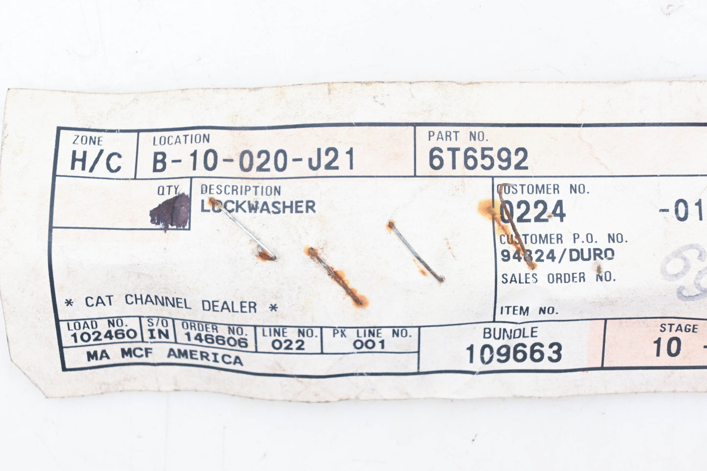 Mitsubishi 6T6592, 6T-6592 Caterpillar Lock Washer NOS