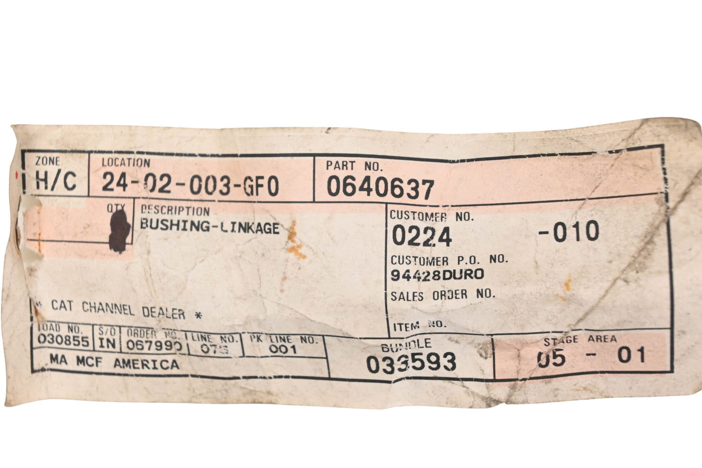 Caterpillar 0640637, 064-0637 Linkage Bushing NOS