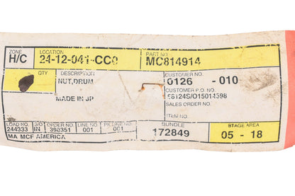 Caterpillar MC814914 Drum Nut NOS