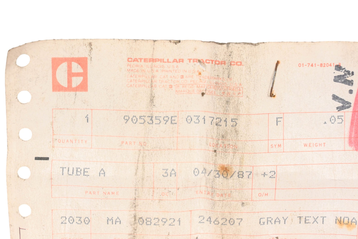 Caterpillar 905359, 0905359, 090-5359E Tube Assembly NOS
