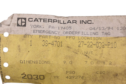Caterpillar 3S4701, 3S-4701 Nut NOS