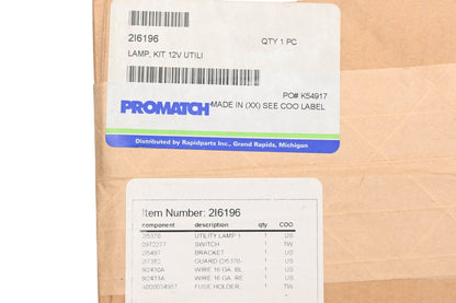 ProMatch 2I6196 Utility 12v Lamp Kit NOS