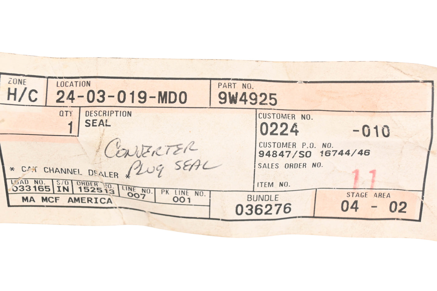 Caterpillar 9W4925, 9W-4925 Copper Seal Gasket NOS