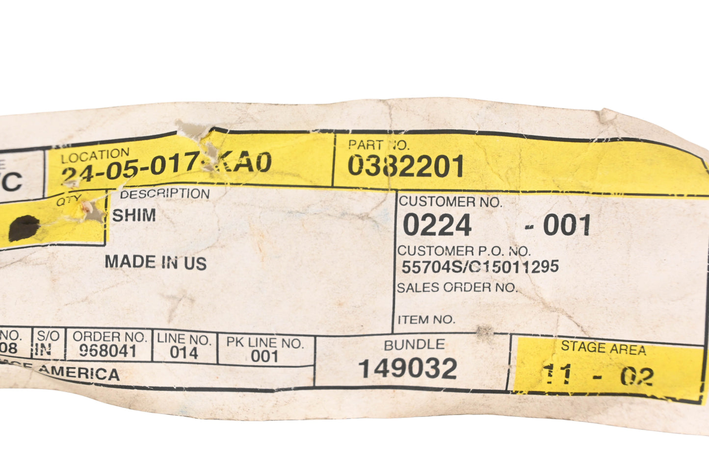 Caterpillar 0382201, 038-2201 Shim NOS