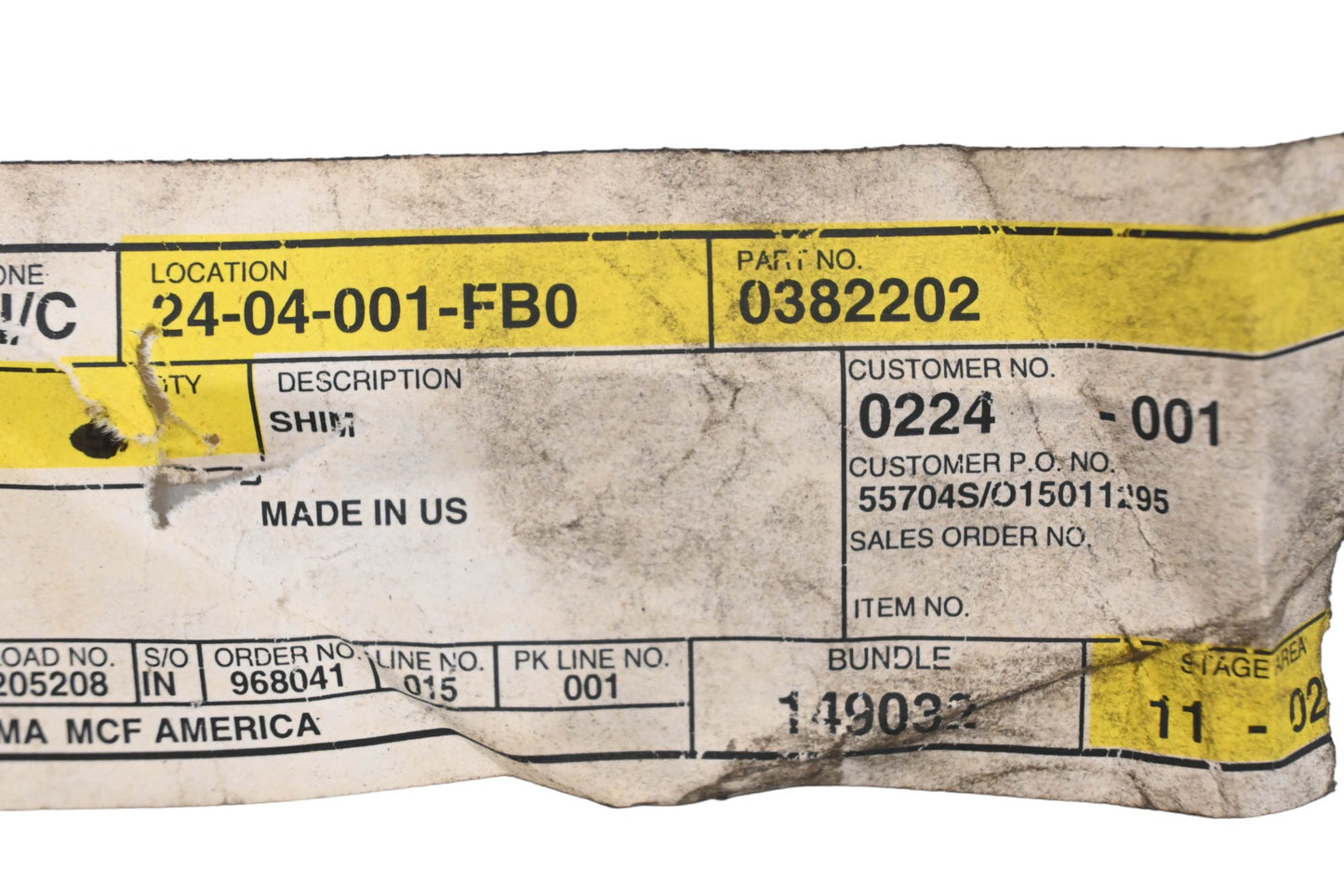 Caterpillar 0382202, 038-2202 Shim NOS