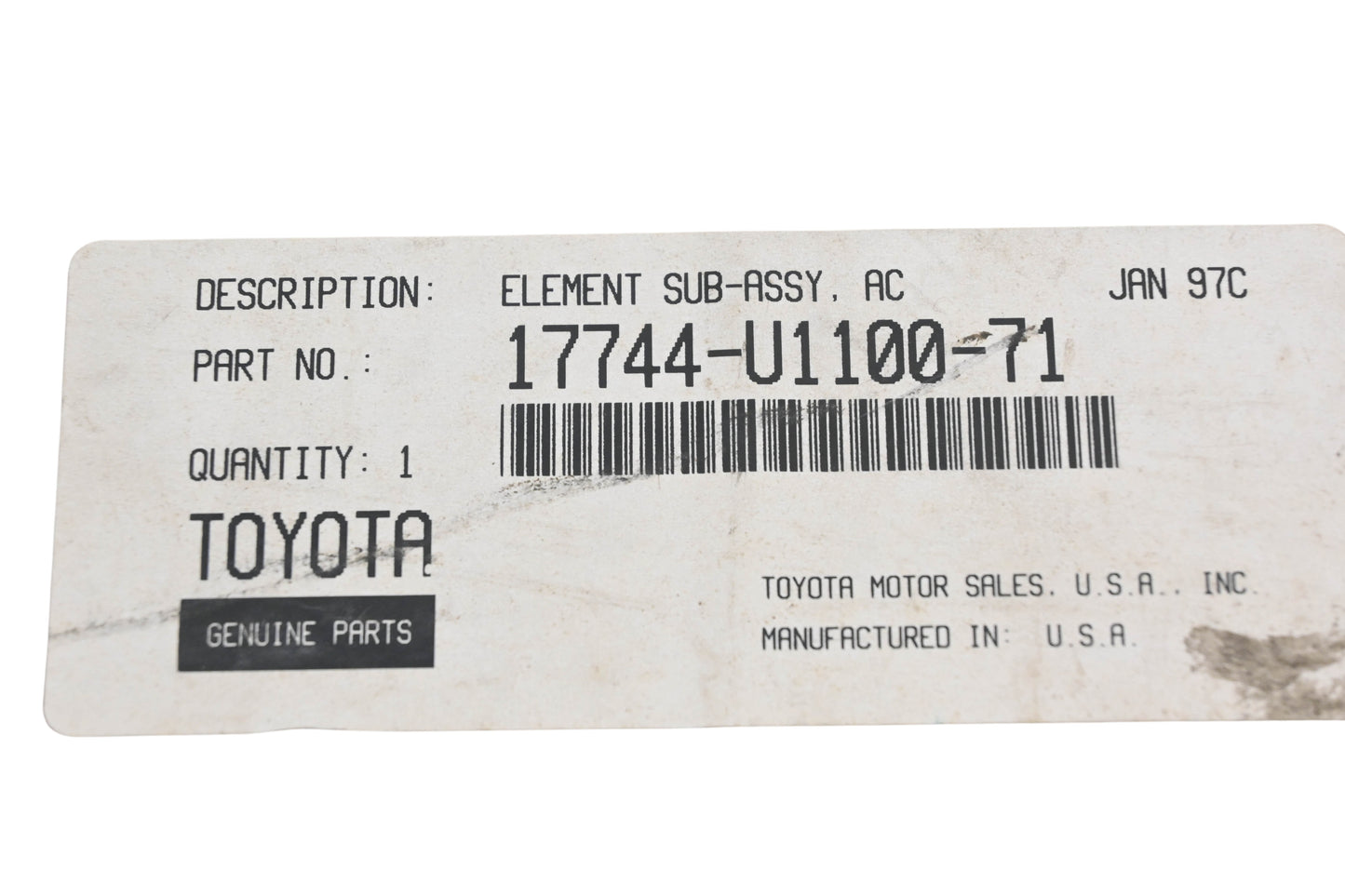 New OEM Toyota 17744-U1100-71 Air Filter NOS