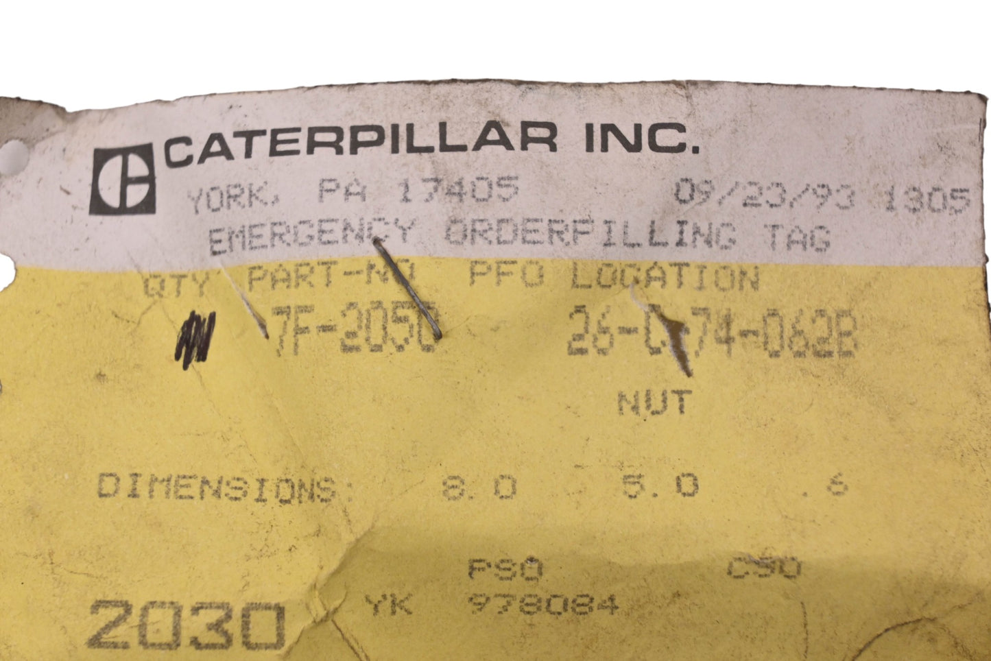 Caterpillar 7F2050, 7F-2050 Nuts Qty 2 NOS