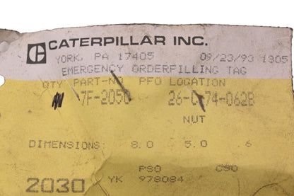 Caterpillar 7F2050, 7F-2050 Nuts Qty 2 NOS