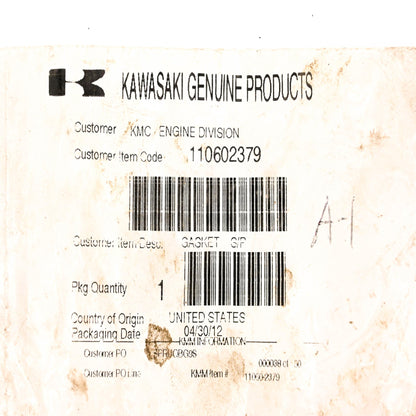 New OEM Kawasaki 110602379, 11060-2379 Gasket NOS