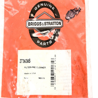 New OEM Briggs & Stratton 273638S Air Pre Cleaner Filter NOS
