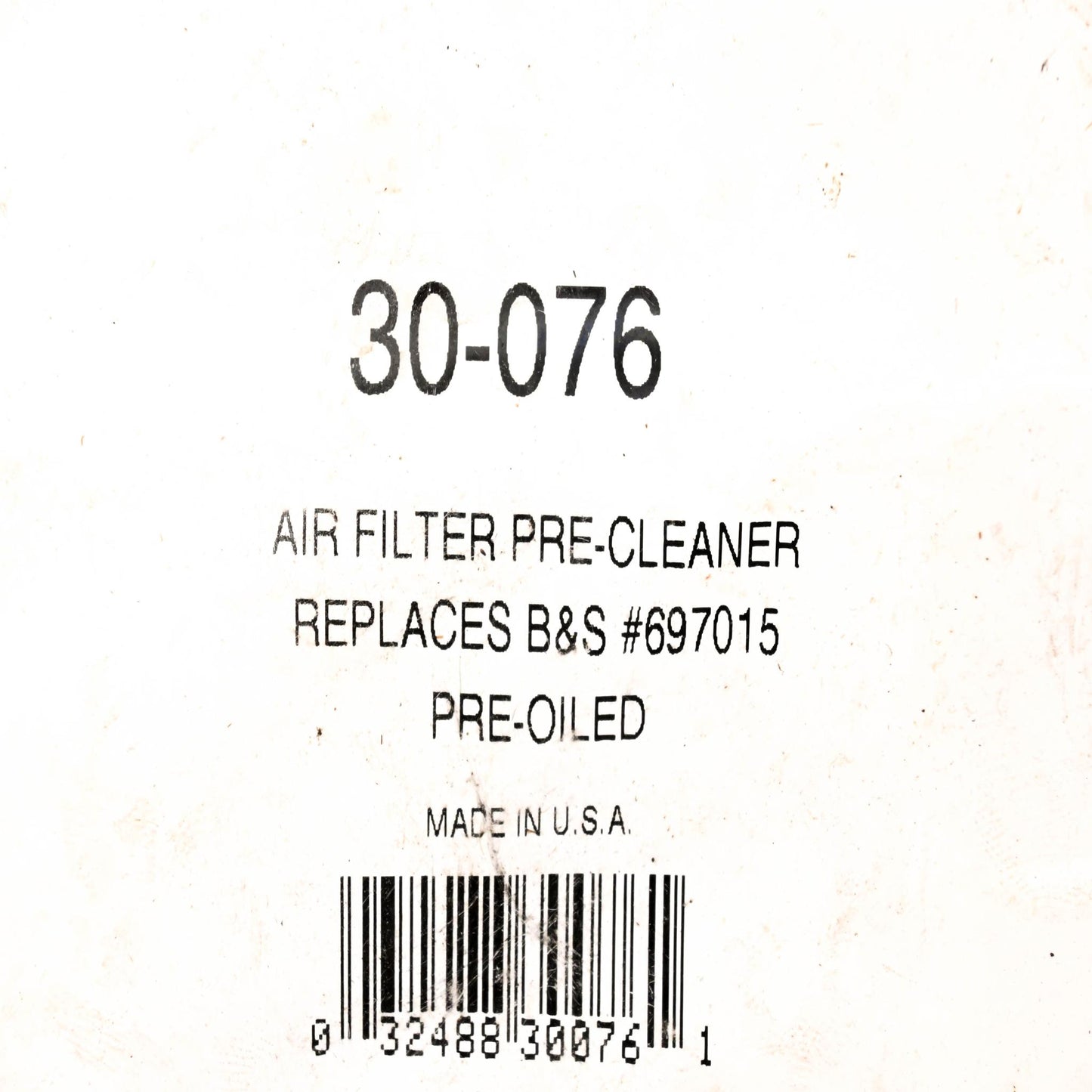 Oregon 30-076, 697015 Pre Oiled Foam Pre Filter NOS