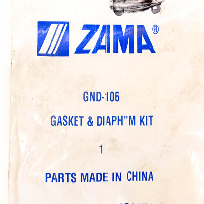 Zama GND-106 Carburetor Diaphragm & Gasket NOS