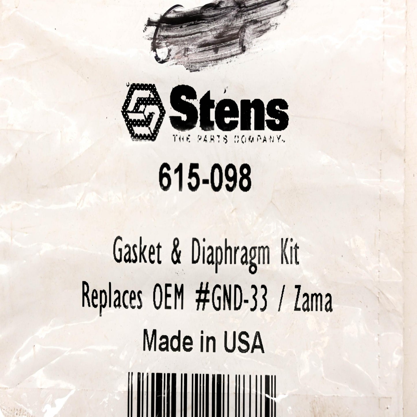 Stens 615-098, GND-33 Carburetor Diaphragm & Gasket NOS