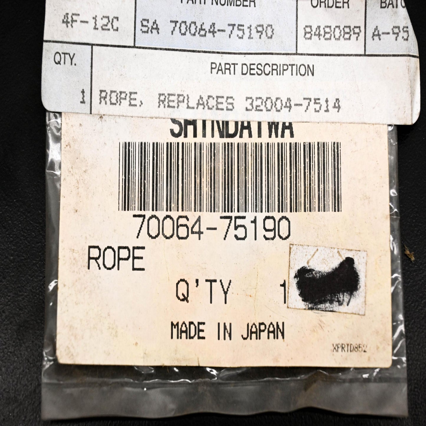 Shindaiwa 70064-75190, 32004-7514 Starter Rope NOS