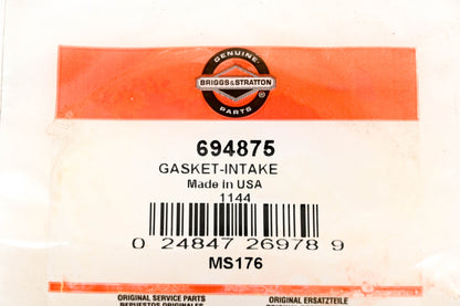 New OEM Briggs & Stratton 694875 Intake Gasket NOS