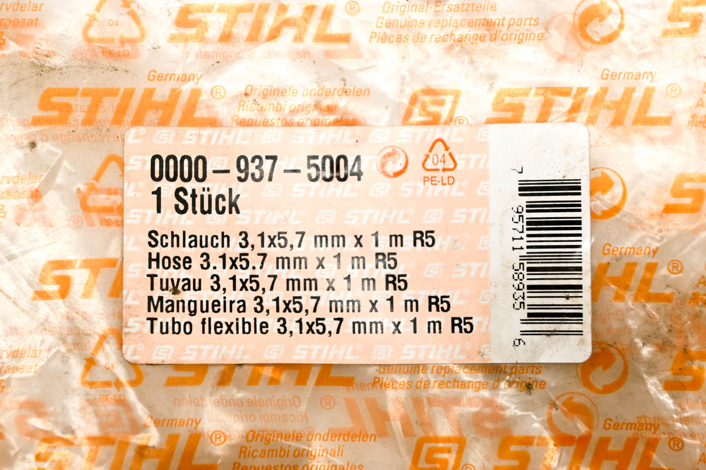 New OEM Stihl 0000-937-5004 Fuel Line NOS 24"