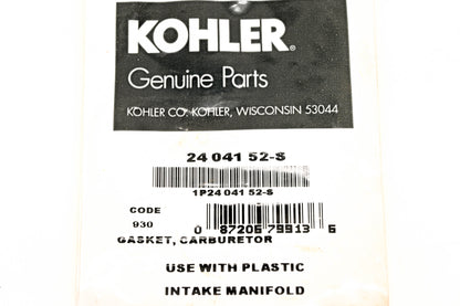 Kohler 24 041 52-S, 2404152-S Carburetor Gasket NOS