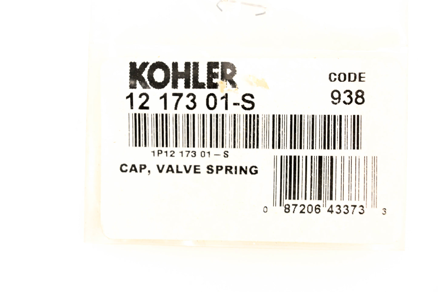 Kohler 12 173 01-S, 1217301-S Valve Spring Cap NOS