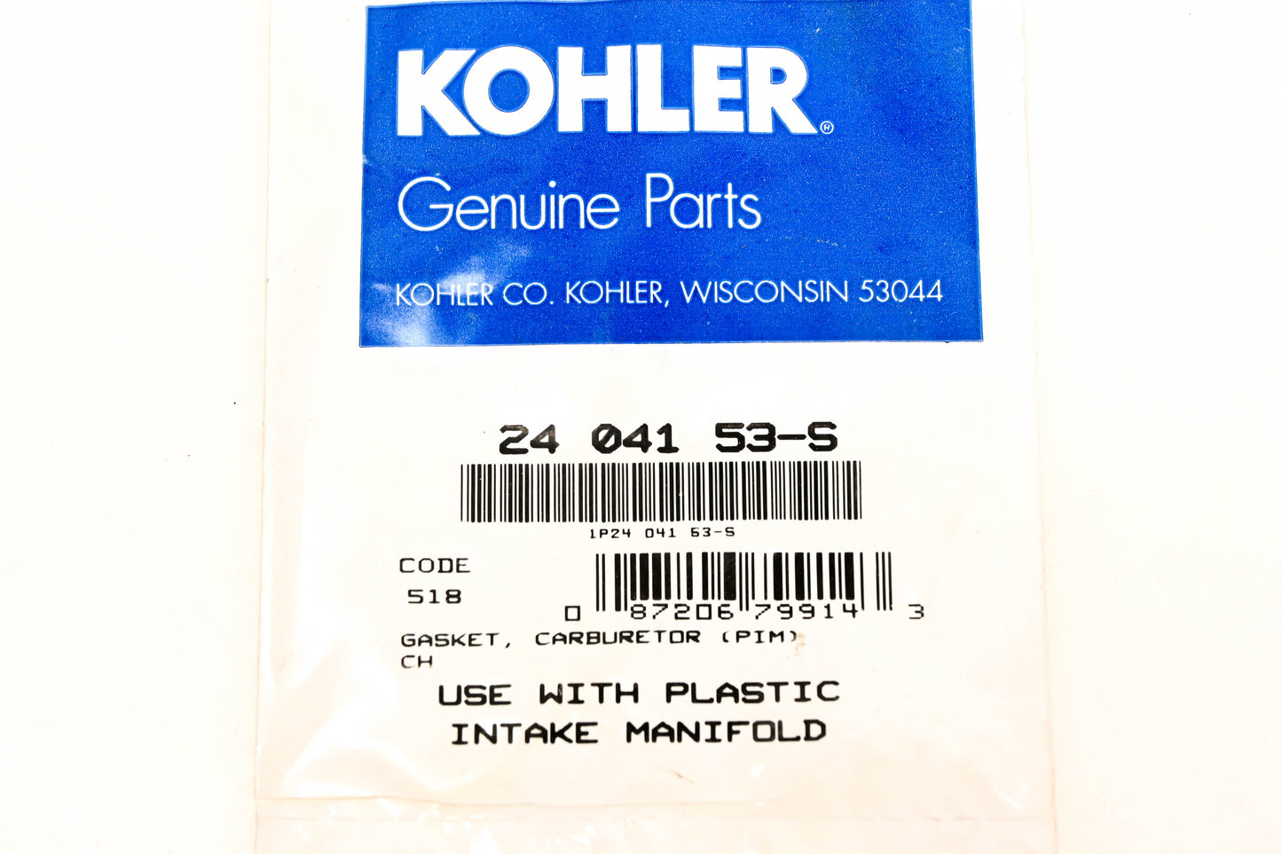 Kohler 24 041 53-S, 2404153-S Carburetor Gasket NOS