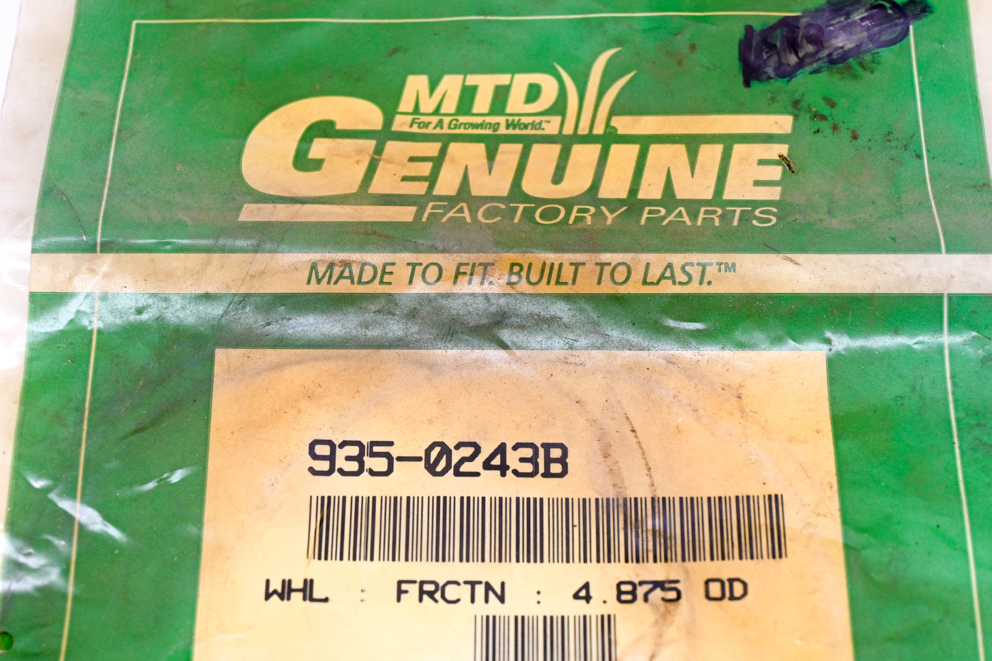 MTD 935-0243B Friction Wheel NOS