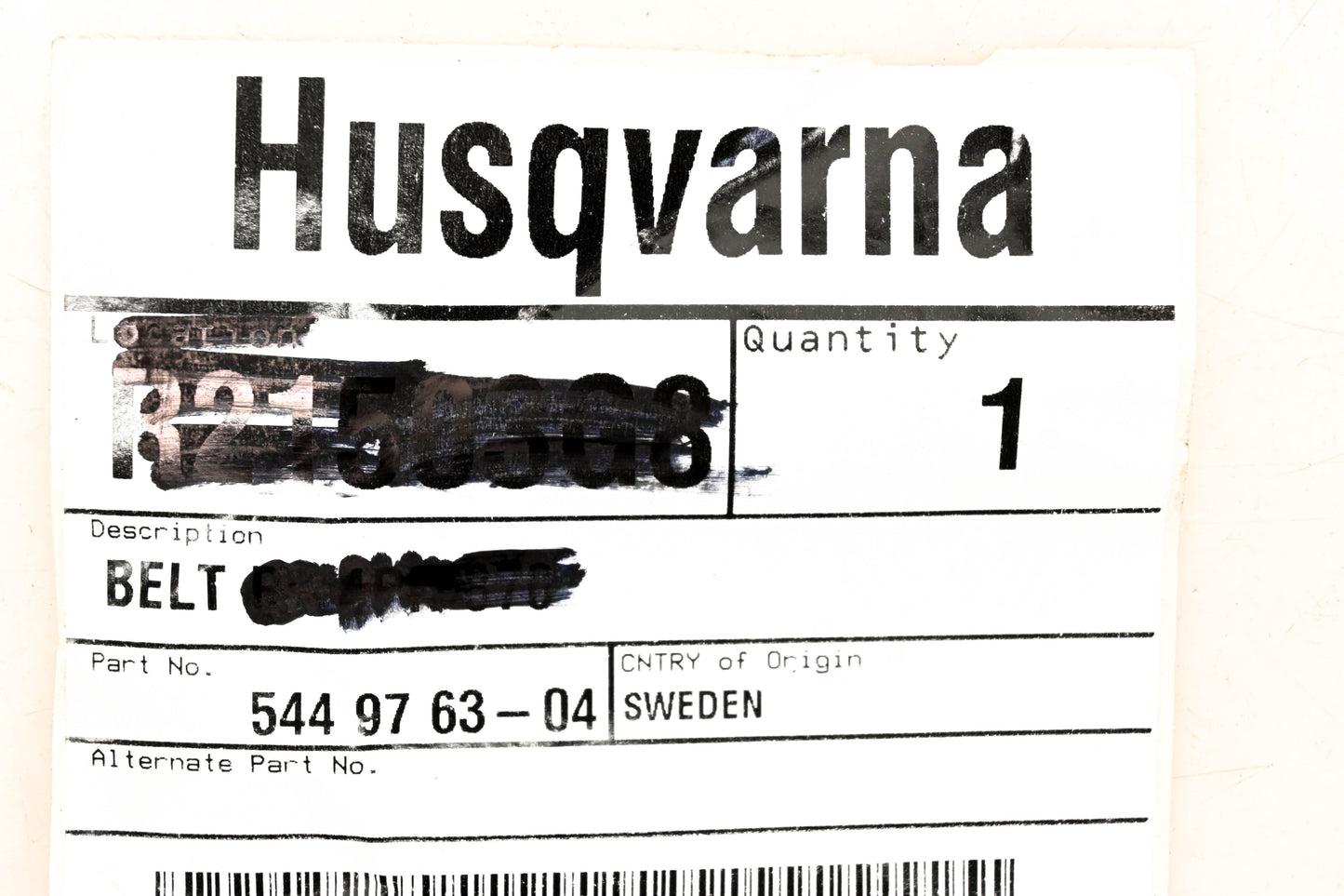 New OEM Husqvarna 544 9763-04, 5449763-04 Replacement Drive Belt NOS