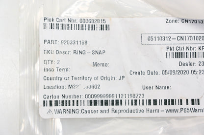 New OEM Kawasaki 92033-1188 Snap Ring Qty 2 NOS