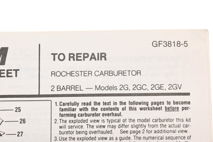 Hygrade 637A Carburetor Repair Kit NOS