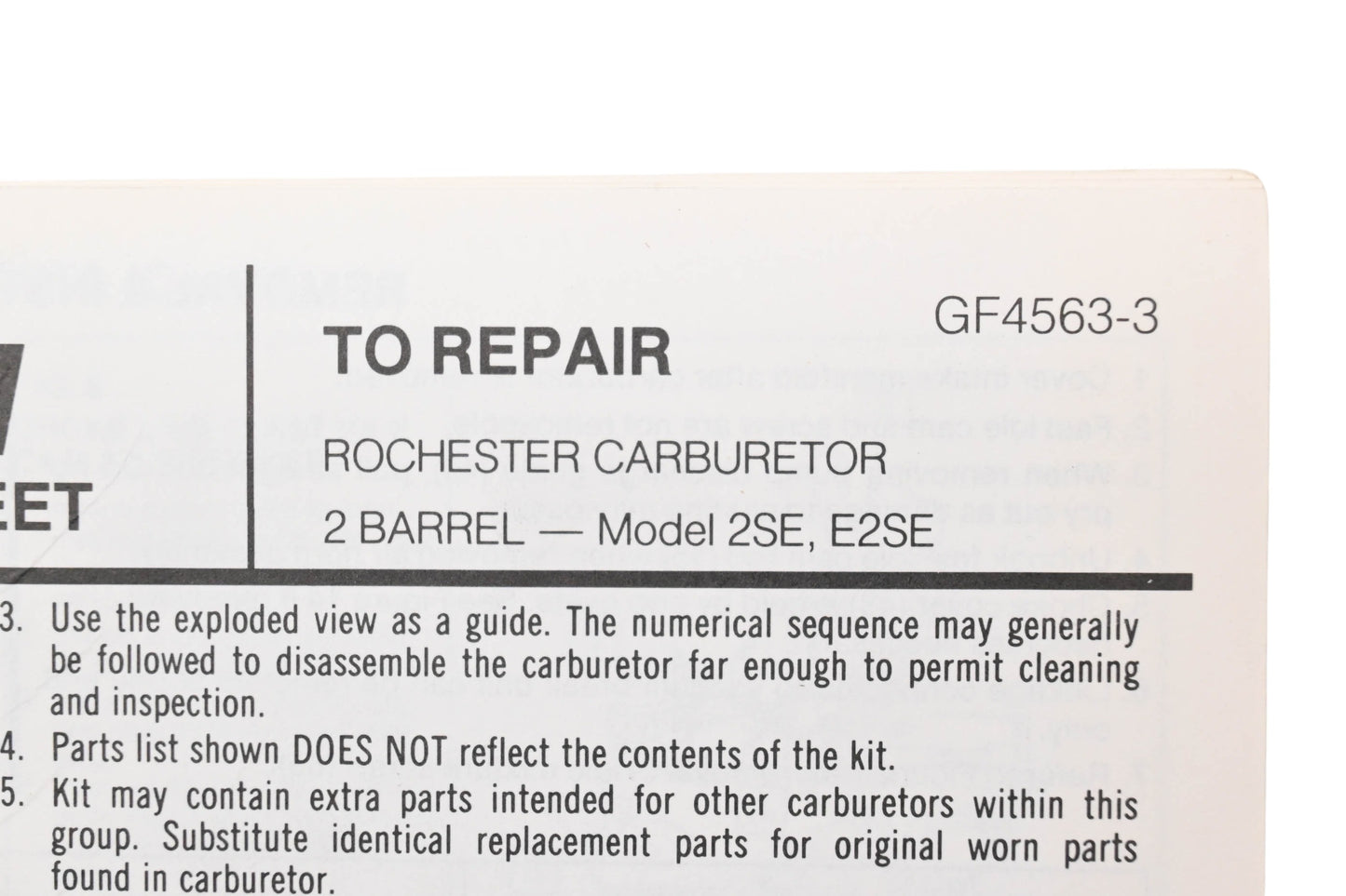 Hygrade 1495 Carburetor Repair Kit NOS