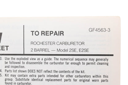 Hygrade 1495 Carburetor Repair Kit NOS