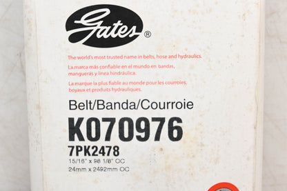 Gates K070976, 7PK2478 Serpentine Belt NOS