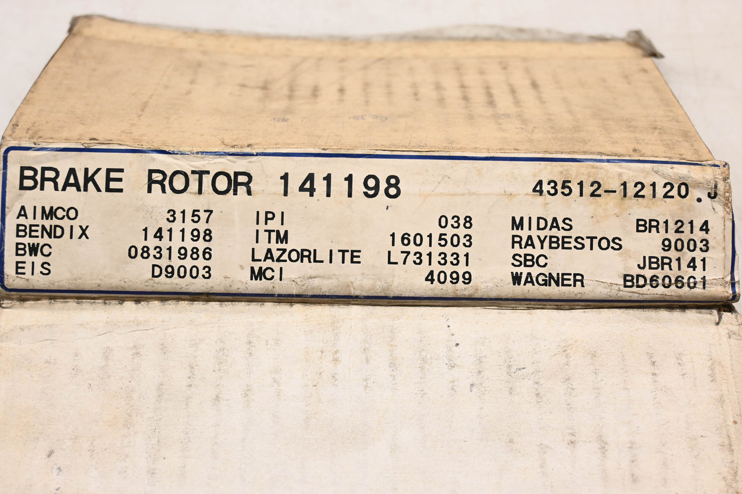 Aftermarket 141198, 43512-12120J, 9003 Brake Rotor NOS