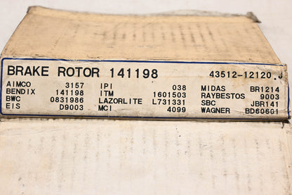 Aftermarket 141198, 43512-12120J, 9003 Brake Rotor NOS