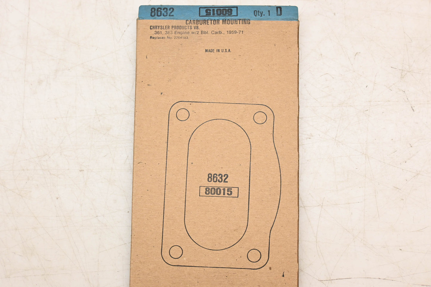 Fel-Pro 8632, 80015 Carburetor Mounting Gasket NOS