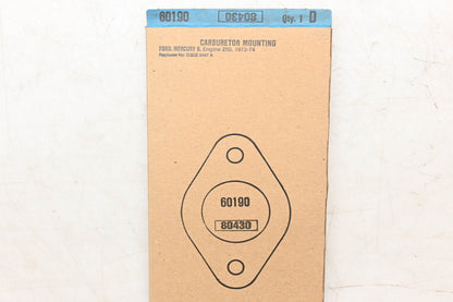 Fel-Pro 60190, 80430 Carburetor Mounting Gasket NOS