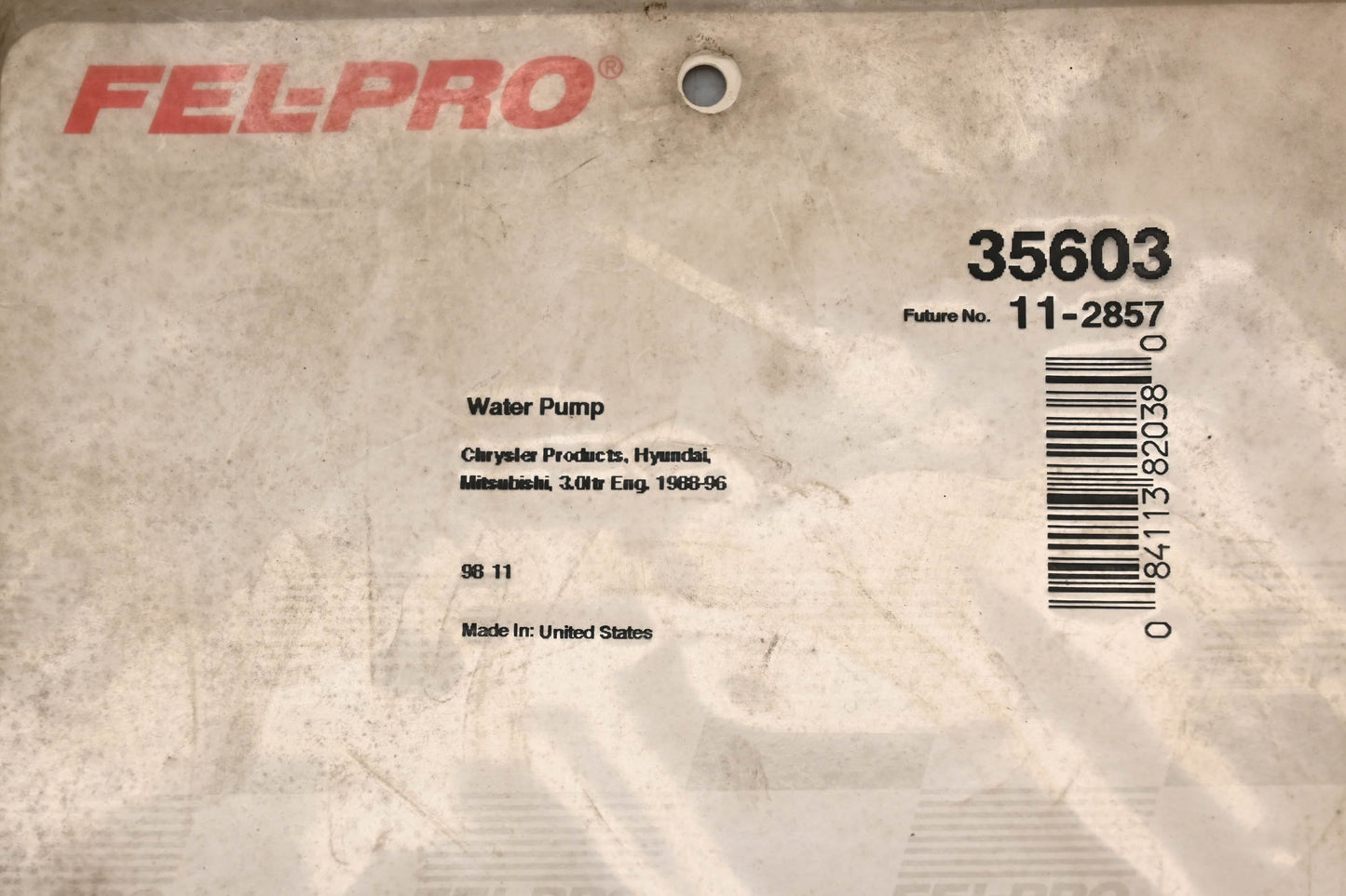 Fel-Pro 35603, 11-2857 Water Pump Gasket NOS