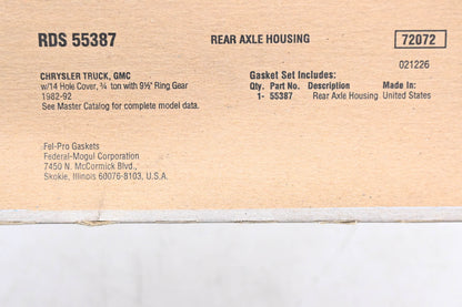 Fel-Pro RDS 55387, 55387 Differential Cover Gasket NOS