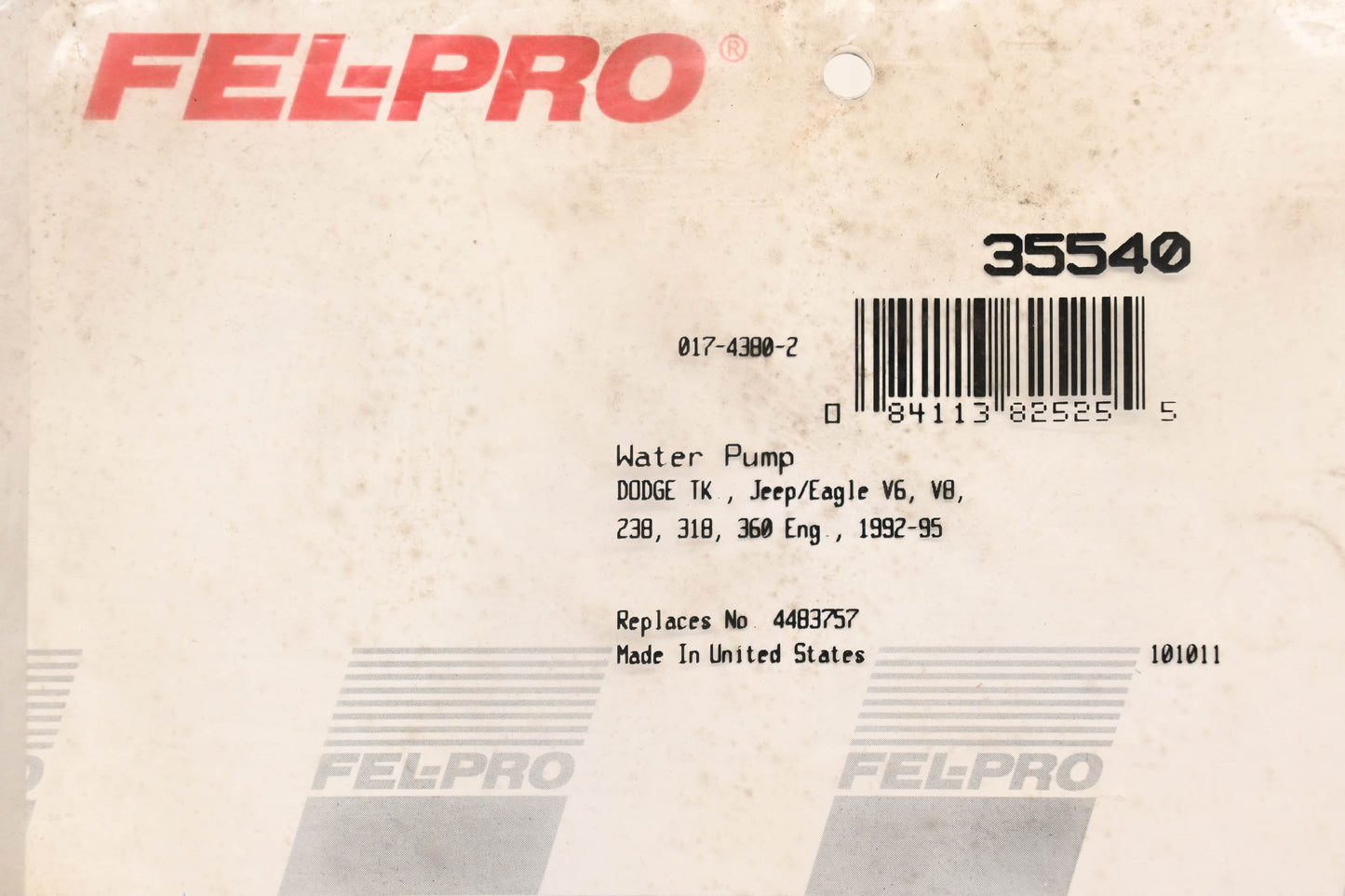 Fel-Pro 35540 Water Pump Gasket NOS