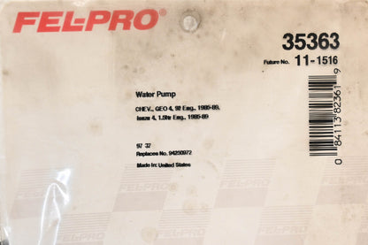 Fel-Pro 35363, 11-1516 Water Pump Gasket NOS