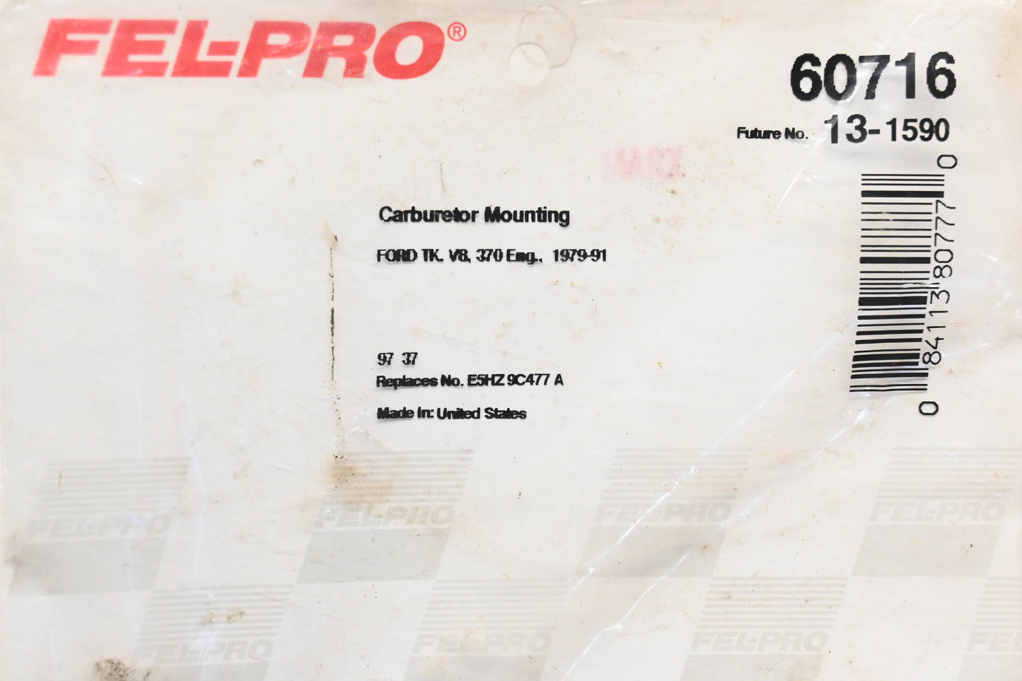 Fel-Pro 60716, 13-1590 Carburetor Mounting Gasket NOS