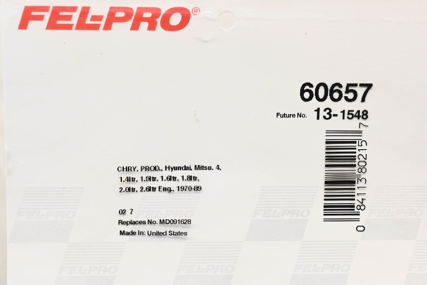 Fel-Pro 60657, 13-1548 Carburetor Mounting Gasket NOS