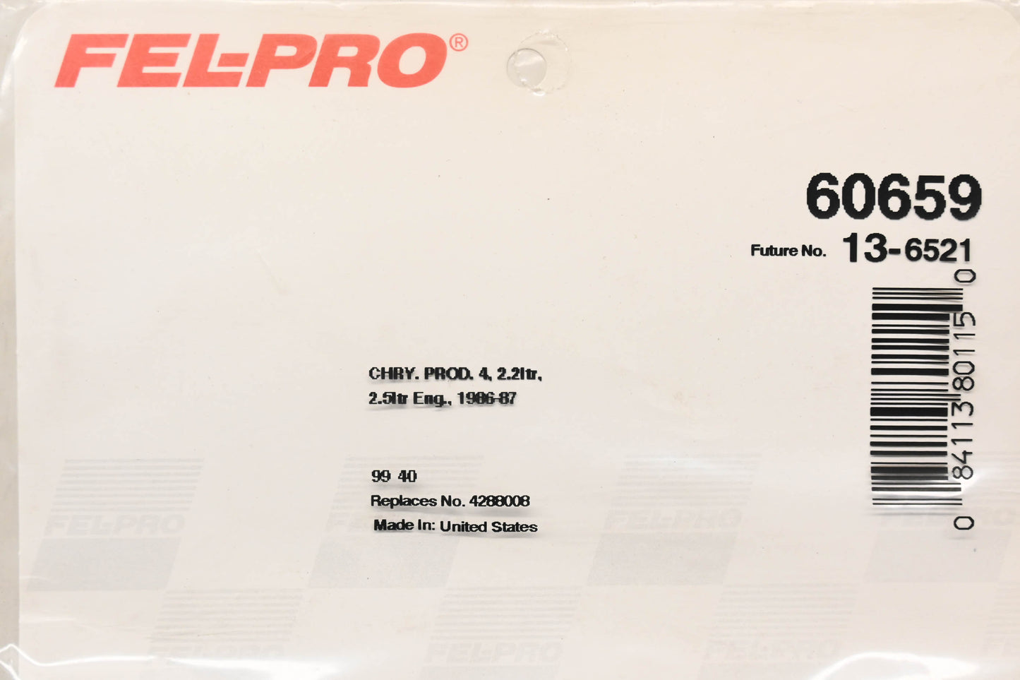 Fel-Pro 60659, 4288008 Air Cleaner Mounting Gasket NOS