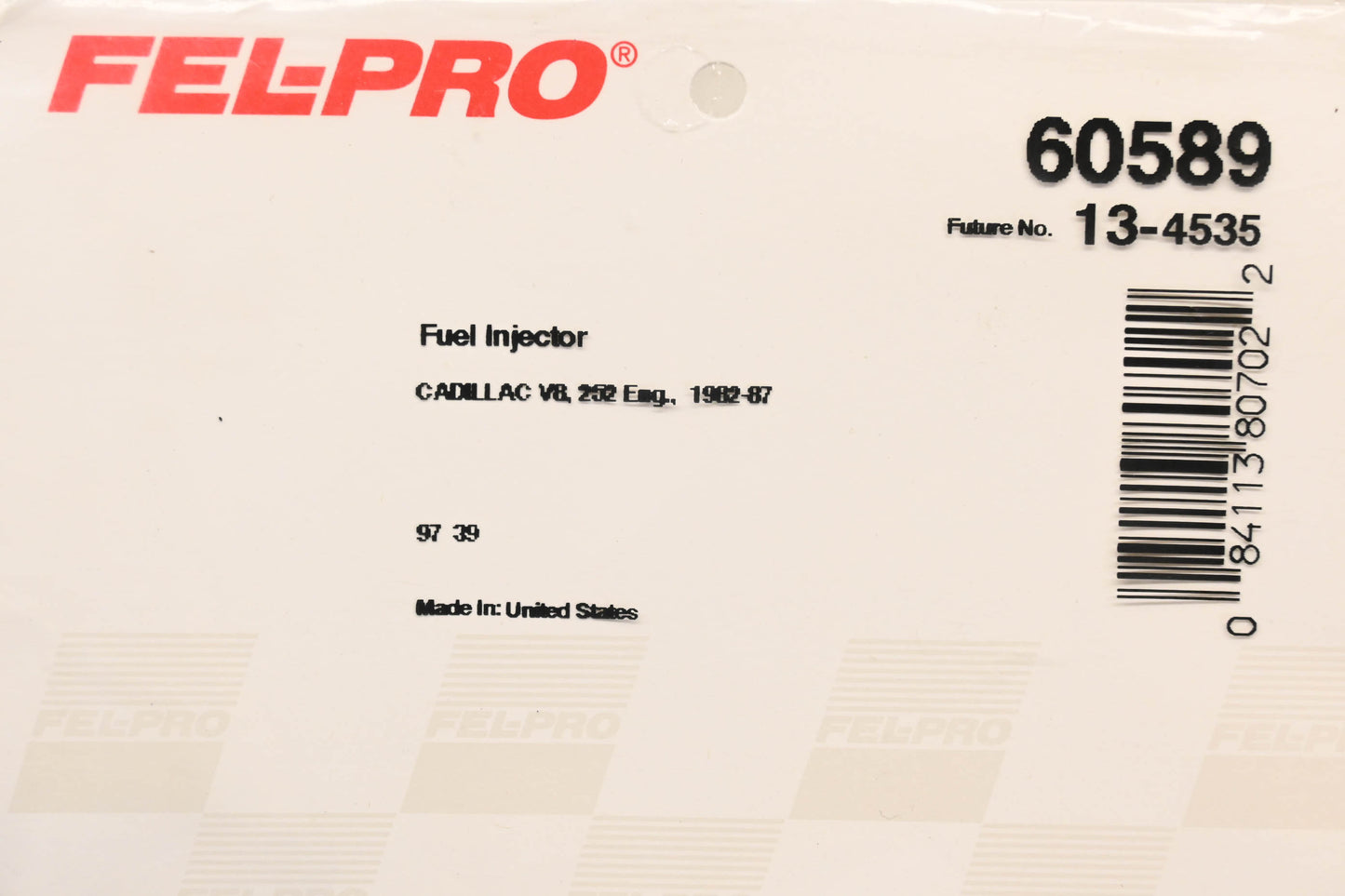 Fel-Pro 60589, 1624583 Fuel Injection Throttle Body Mounting Gasket NOS