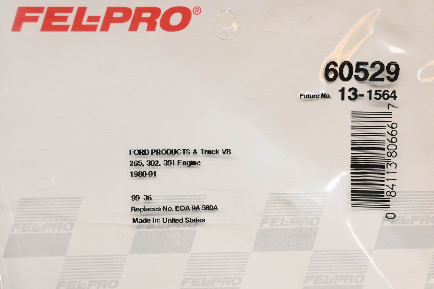 Fel-Pro 60529, E5SE-9A589-AA, EOA-9A 589A Carburetor Mounting Gasket NOS