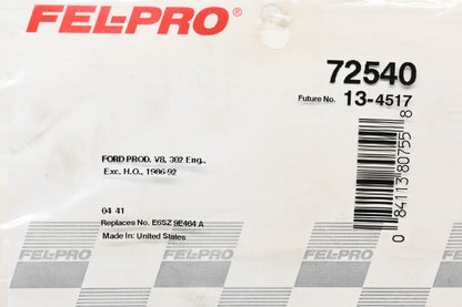Fel-Pro 72540, E6SZ-9E464-A Fuel Injection Throttle Body Mounting Gasket NOS