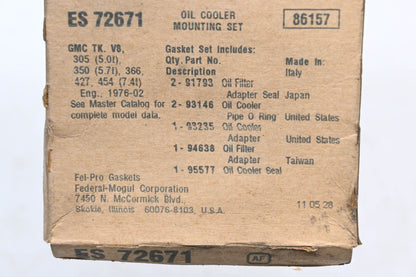 Fel-Pro ES 72671, 72671 Oil Cooler Gasket Kit NOS