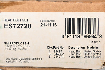 Fel-Pro ES72728 Head Bolt Kit NOS